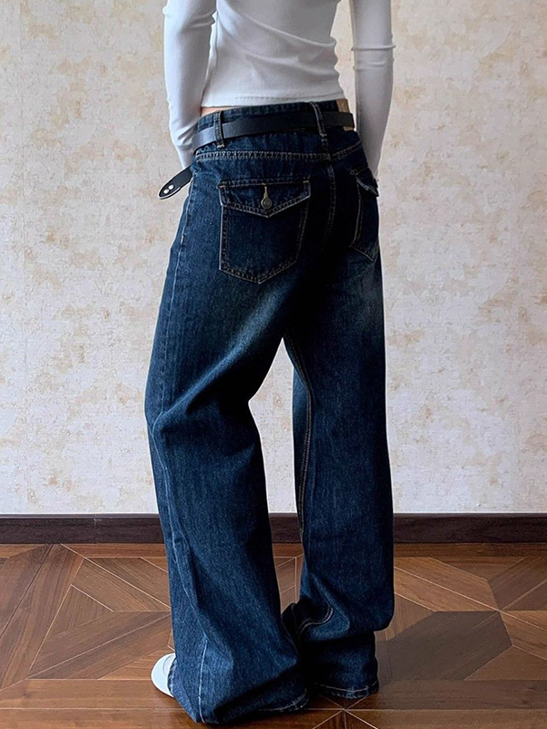 EMMIOL Jeans boyfriend con baffi di gatto retrò americani