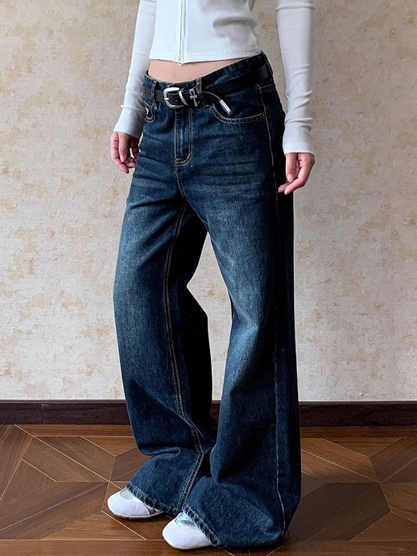EMMIOL Jeans boyfriend con baffi di gatto retrò americani