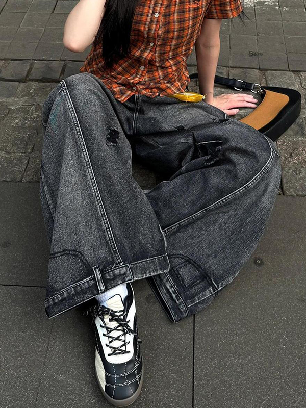 EMMIOL Jeans boyfriend lavati e rovinati retrò