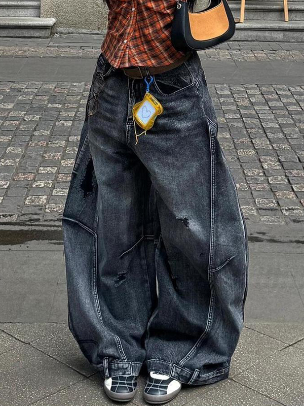 EMMIOL Jeans boyfriend lavati e rovinati retrò