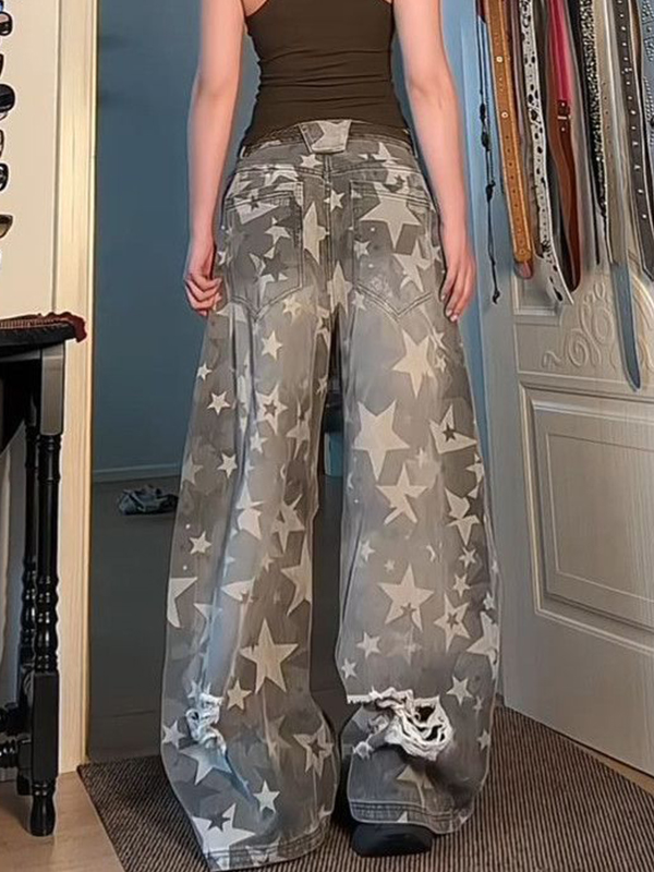 EMMIOL American Vintage – Zerrissene Jeans mit verwaschenen Sternen