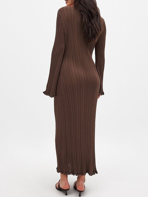 EMMIOL Geripptes Strick-Maxikleid