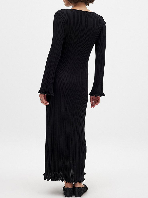 EMMIOL Geripptes Strick-Maxikleid