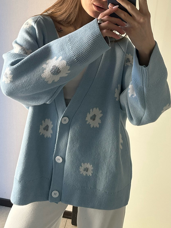 EMMIOL Cardigan monopetto stampato con bottoni