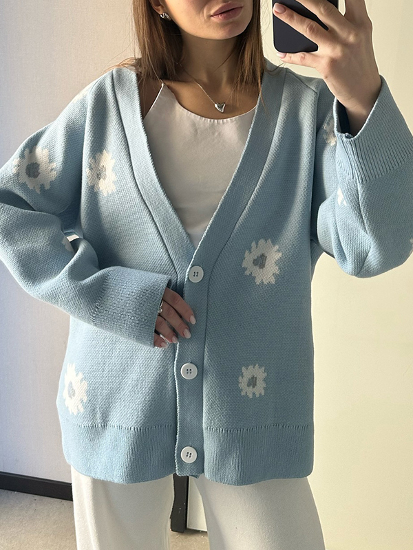 EMMIOL Cardigan monopetto stampato con bottoni