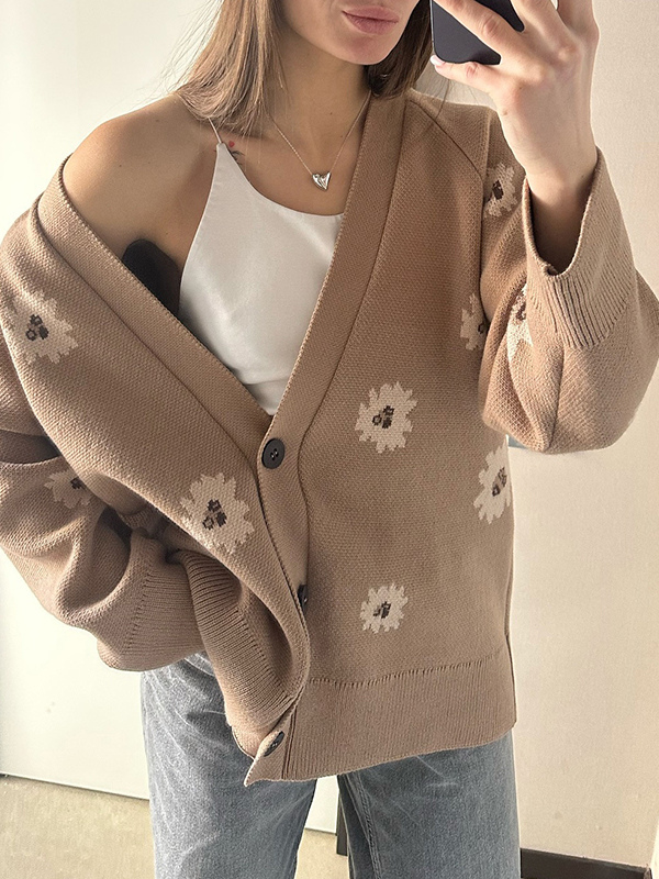 EMMIOL Cardigan monopetto stampato con bottoni
