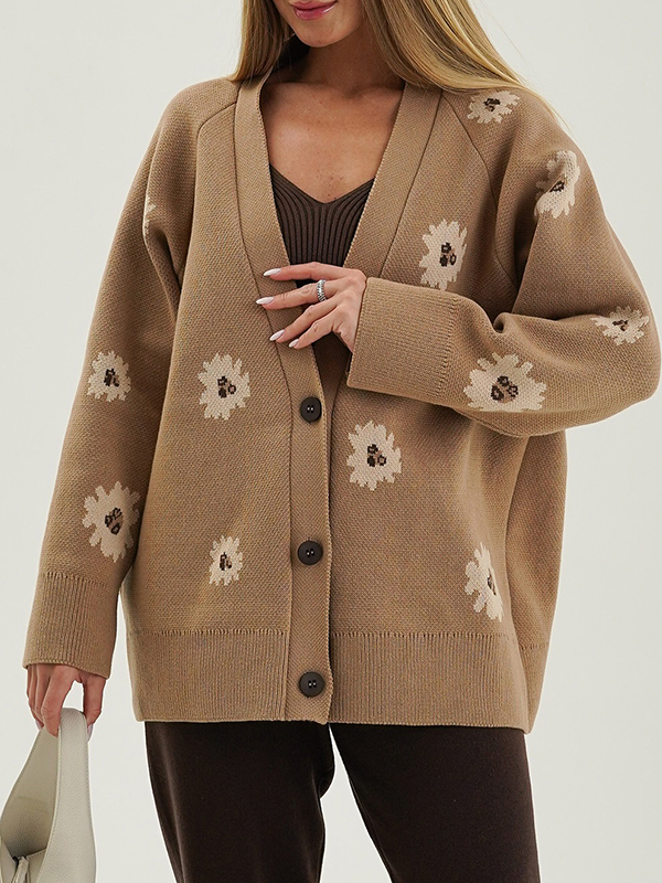 EMMIOL Cardigan monopetto stampato con bottoni