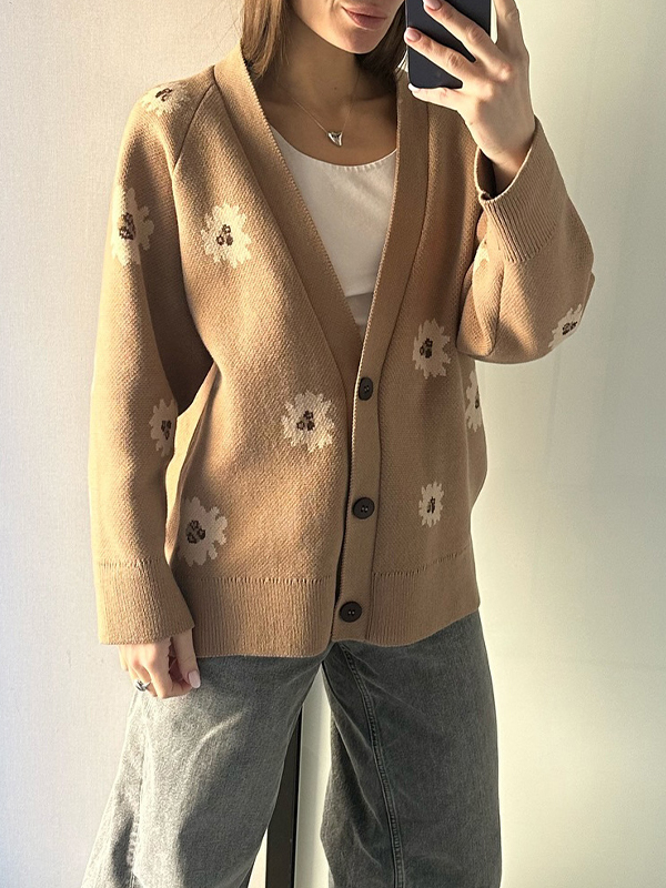 EMMIOL Cardigan monopetto stampato con bottoni