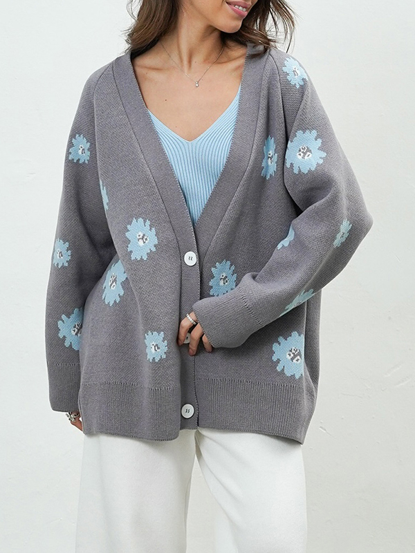 EMMIOL Cardigan monopetto stampato con bottoni