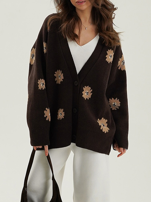 EMMIOL Cardigan monopetto stampato con bottoni