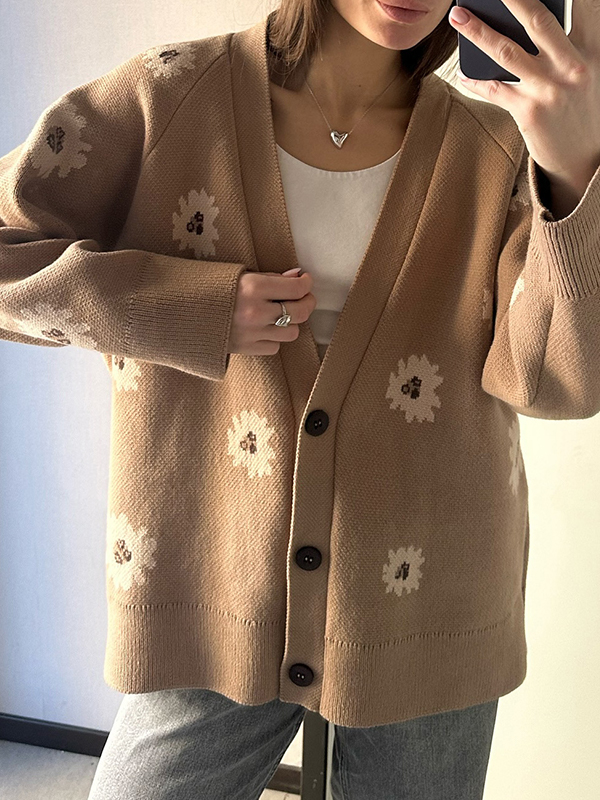 EMMIOL Cardigan monopetto stampato con bottoni