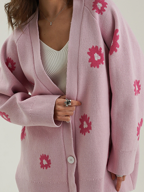 EMMIOL Cardigan monopetto stampato con bottoni