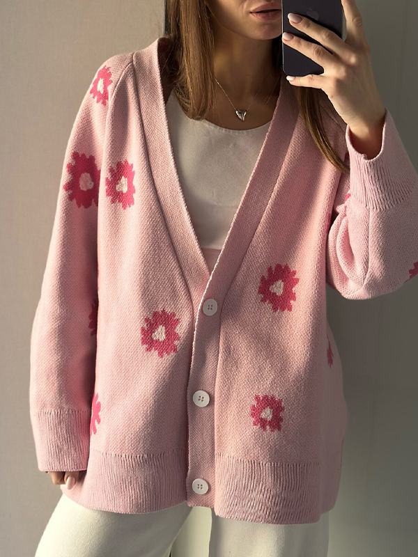 EMMIOL Cardigan monopetto stampato con bottoni