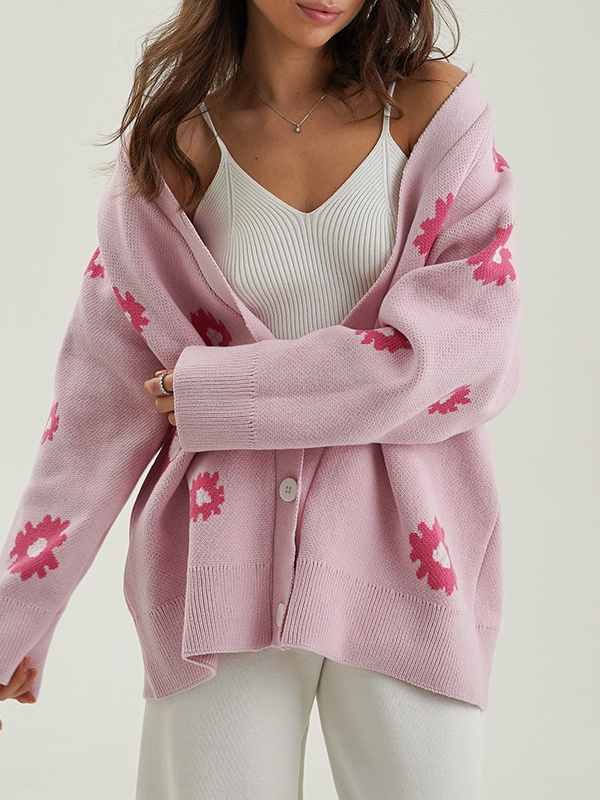 EMMIOL Cardigan monopetto stampato con bottoni
