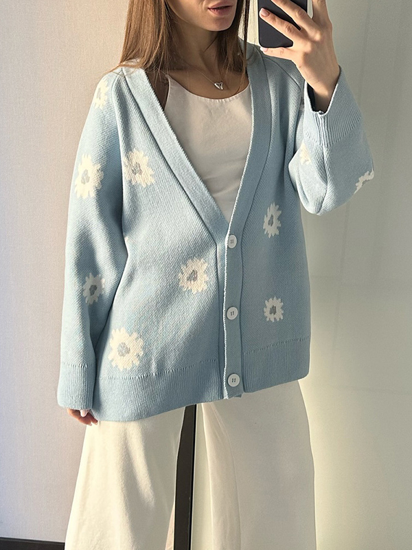 EMMIOL Cardigan monopetto stampato con bottoni