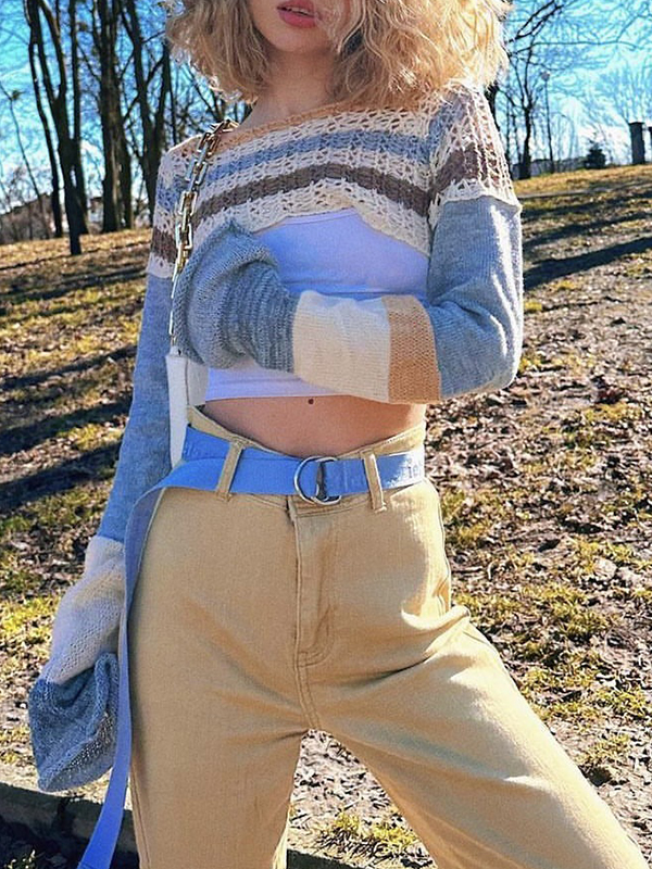 EMMIOL Retro Hot Girl Streifen Langarm