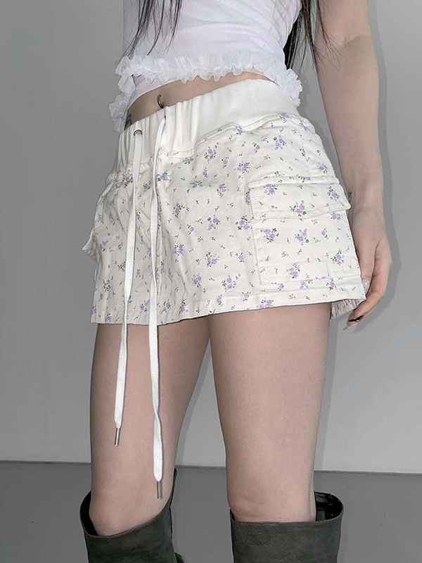 EMMIOL Minifalda con encaje floral dulce