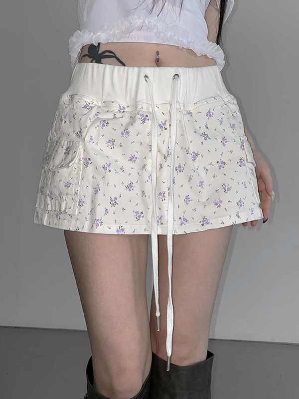 EMMIOL Minifalda con encaje floral dulce