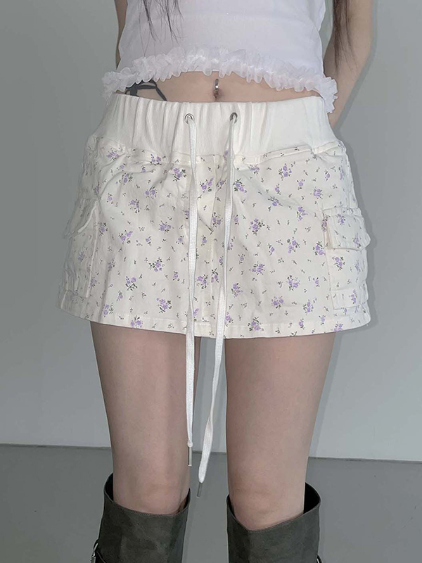 EMMIOL Minifalda con encaje floral dulce
