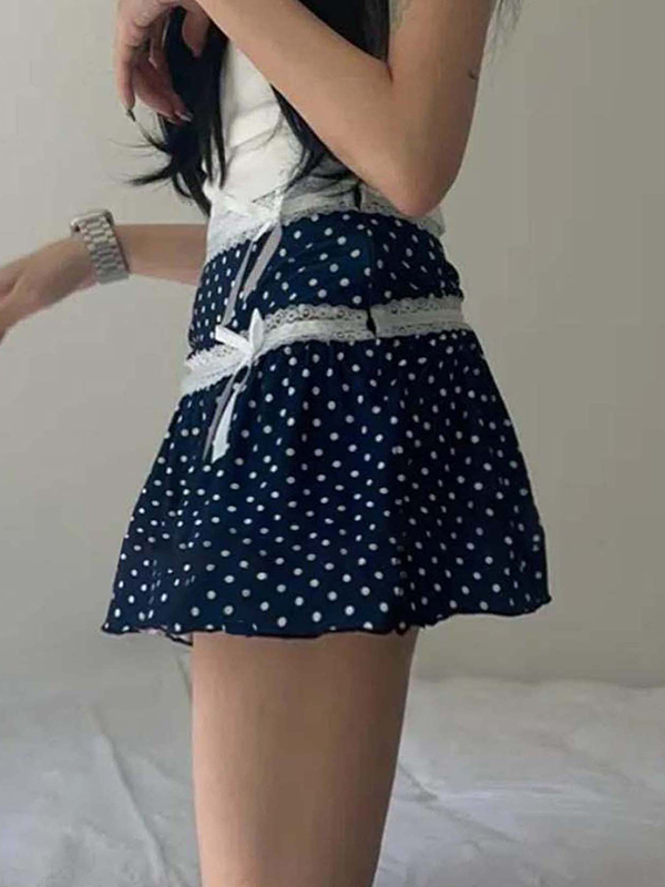 EMMIOL Minifalda retro de lunares para niña