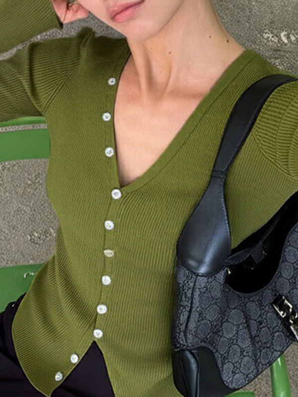 EMMIOL Hot Girl Single Row Button Slim Fit Cardigan