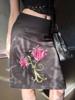 EMMIOL Falda larga con bordado floral vintage americano