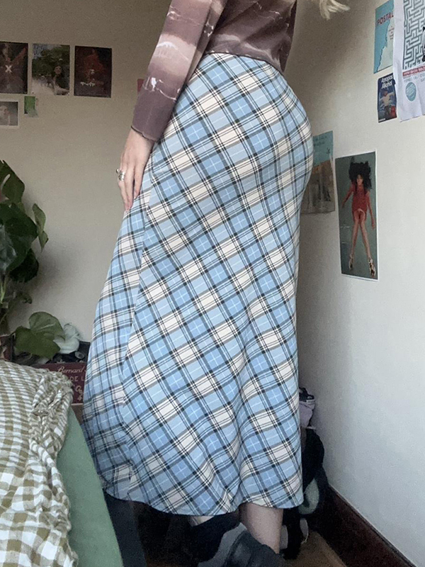 EMMIOL Retro Plaid Patchwork Maxi Skirt