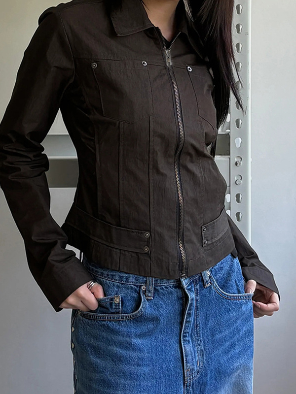 EMMIOL Workwear-Style Basic Solid Colours Jacket