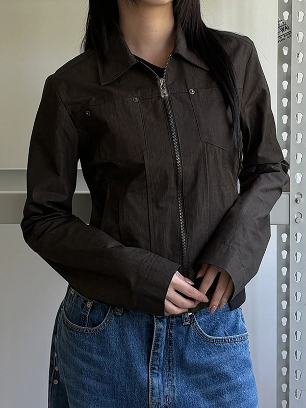 EMMIOL Workwear-Style Basic Solid Colours Jacket