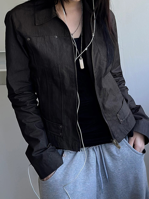 EMMIOL Workwear-Style Basic Solid Colours Jacket