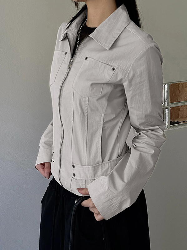 EMMIOL Workwear-Style Basic Solid Colours Jacket