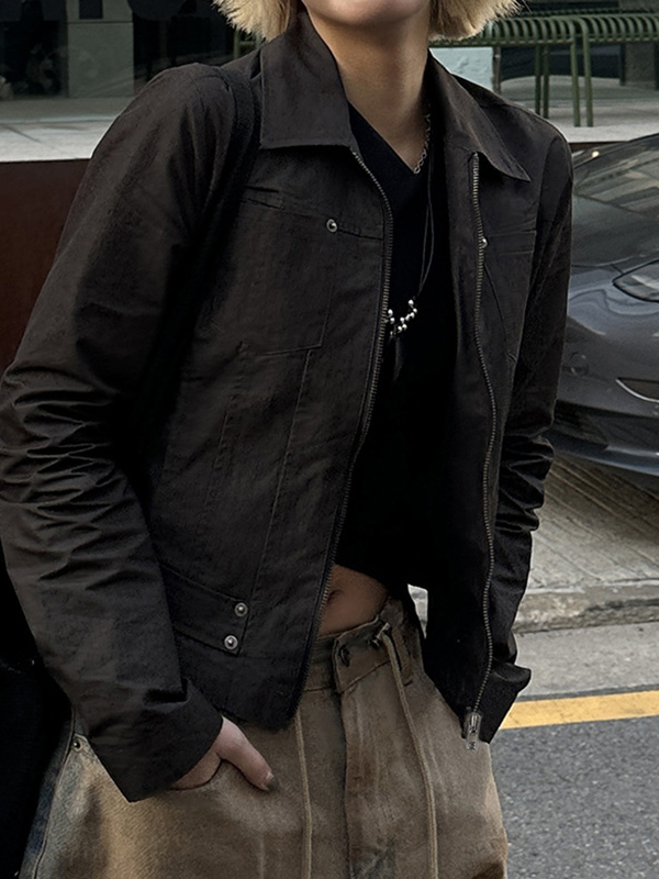 EMMIOL Workwear-Style Basic Solid Colours Jacket