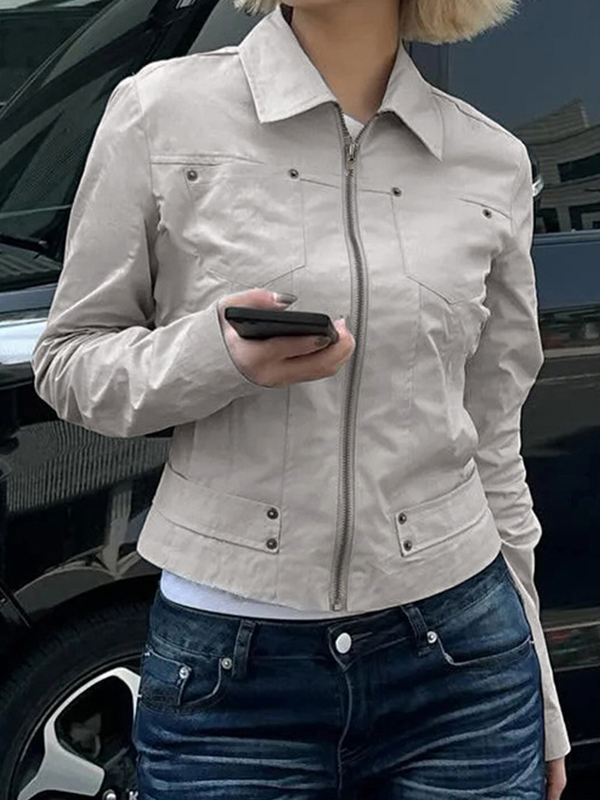 EMMIOL Workwear-Style Basic Solid Colours Jacket