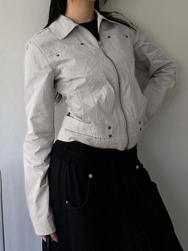 EMMIOL Workwear-Style Basic Solid Colours Jacket