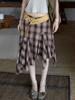EMMIOL Retro Plaid Patchwork Maxi Skirt