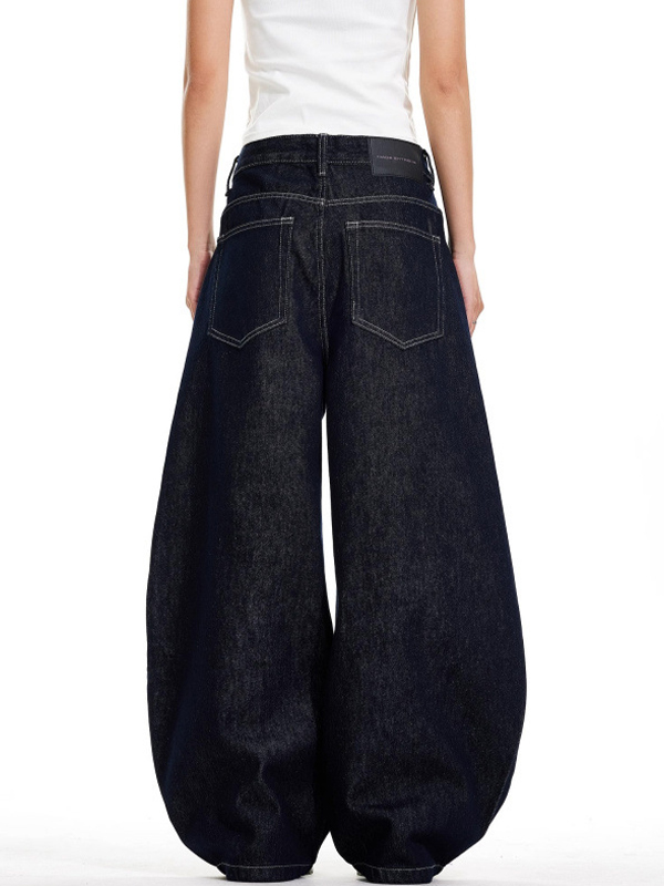 EMMIOL Retro-blau verwaschene Dekonstruktions-Boyfriendjeans