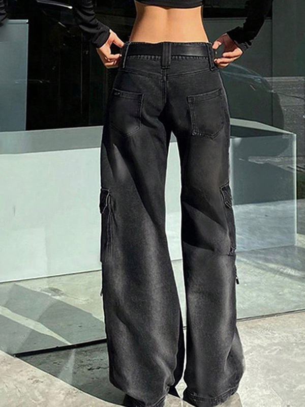 EMMIOL American Hot Girl Pocket Cargo Jeans