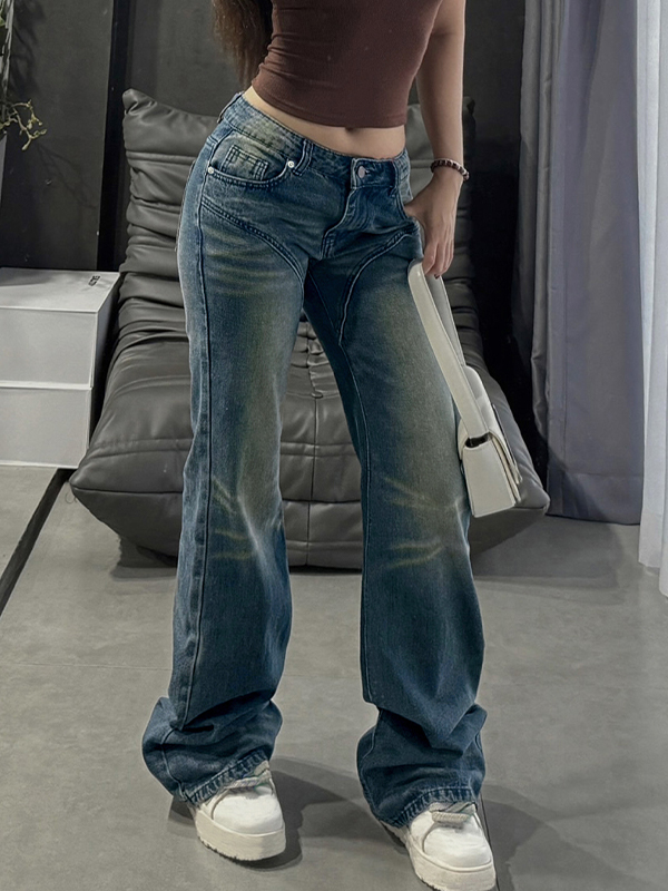 EMMIOL Splicing Ageing Flare Jeans
