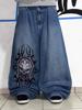 EMMIOL Skull Print Retro Boyfriend Jeans