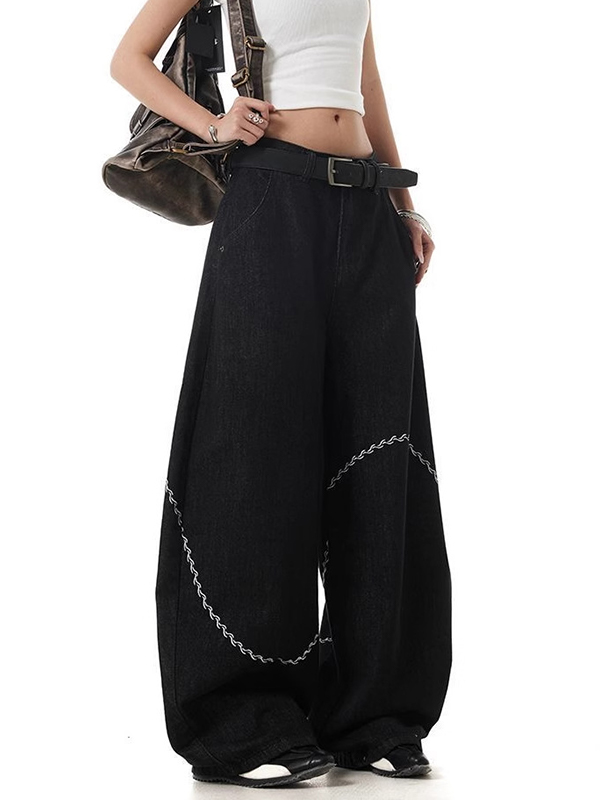 EMMIOL Embroidery Design Sense Boyfriend Jeans