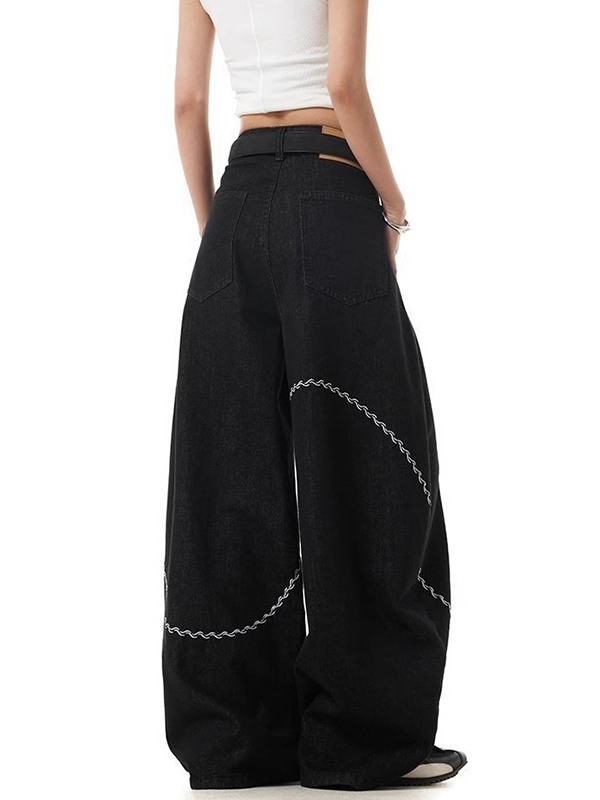EMMIOL Embroidery Design Sense Boyfriend Jeans