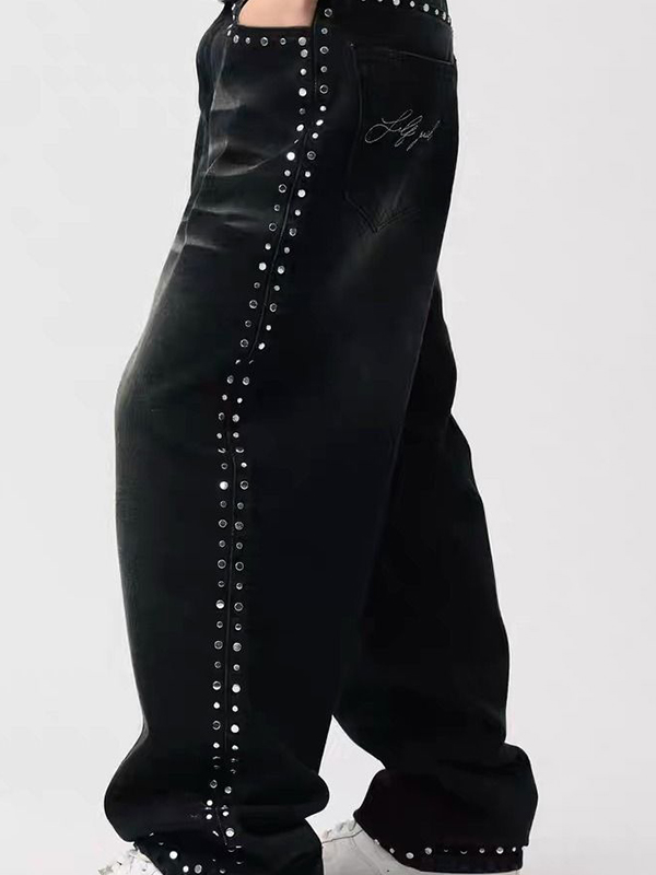 EMMIOL Dark High Street Loose Fit Boyfriend Jeans