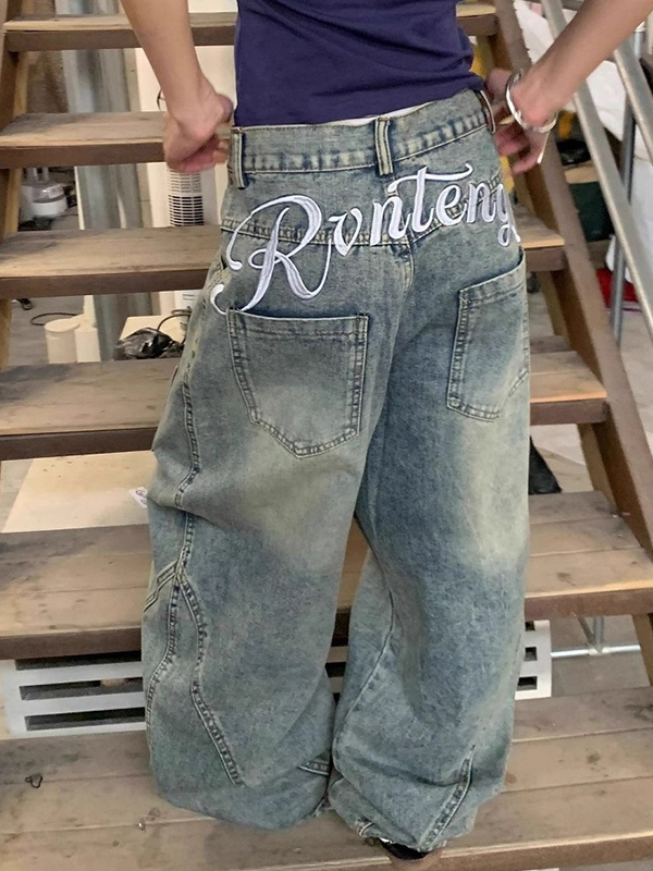 EMMIOL American Retro Silhouette Boyfriend Jeans