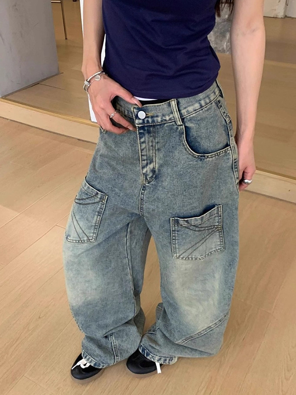 EMMIOL American Retro Silhouette Boyfriend Jeans