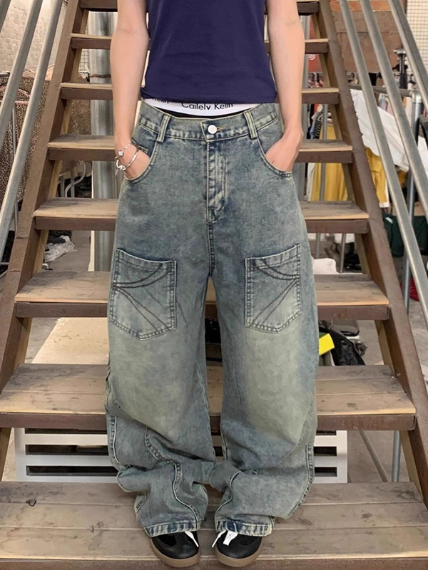 EMMIOL American Retro Silhouette Boyfriend Jeans