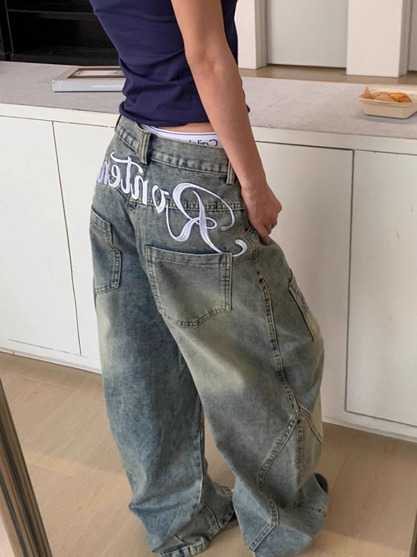 EMMIOL American Retro Silhouette Boyfriend Jeans