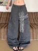 EMMIOL Multi-Pocket Letter Print Boyfriend Jeans