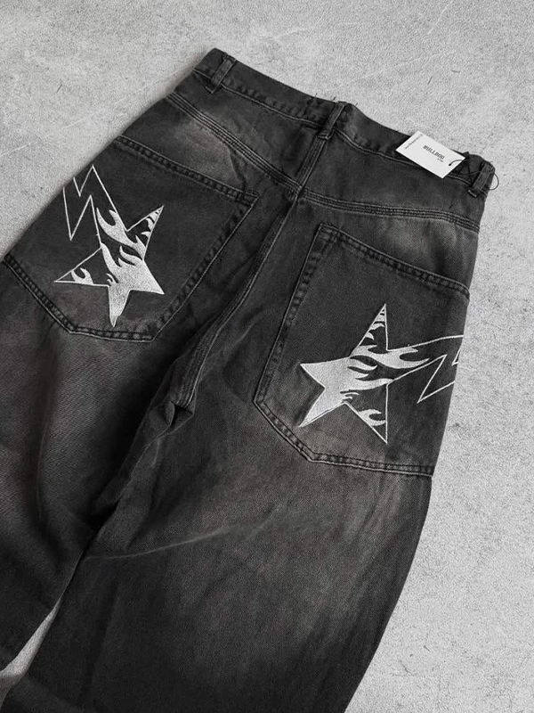EMMIOL Retro Star Embroidery Boyfriend Jeans