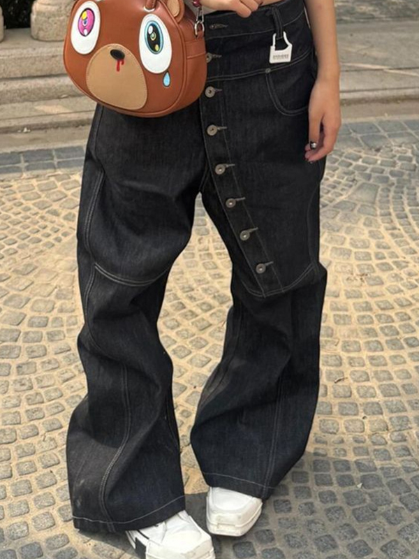 EMMIOL Stylish Long Row Buttons Boyfriend Jeans