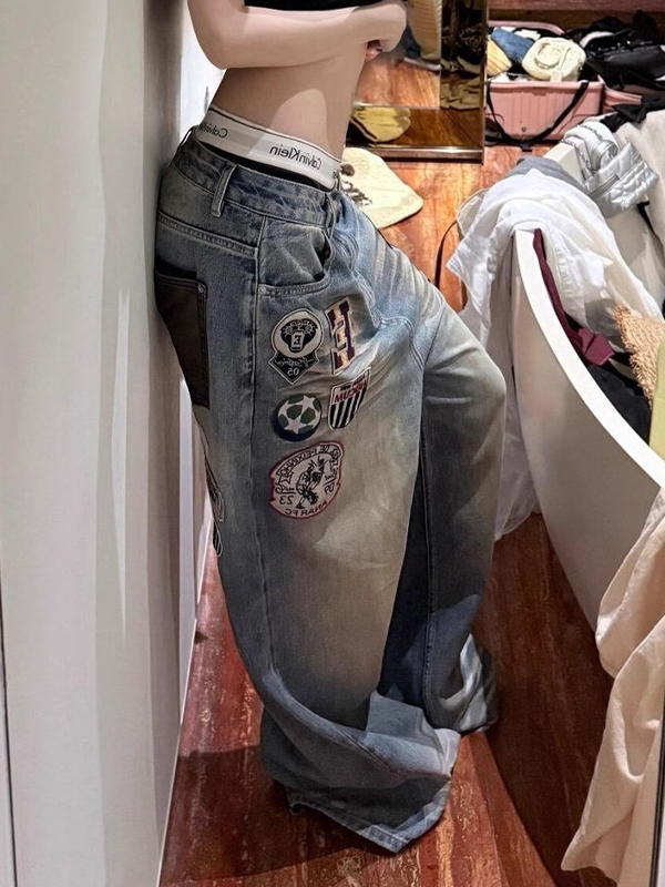 EMMIOL Design-Oriented Fun Patches Boyfriend Jeans